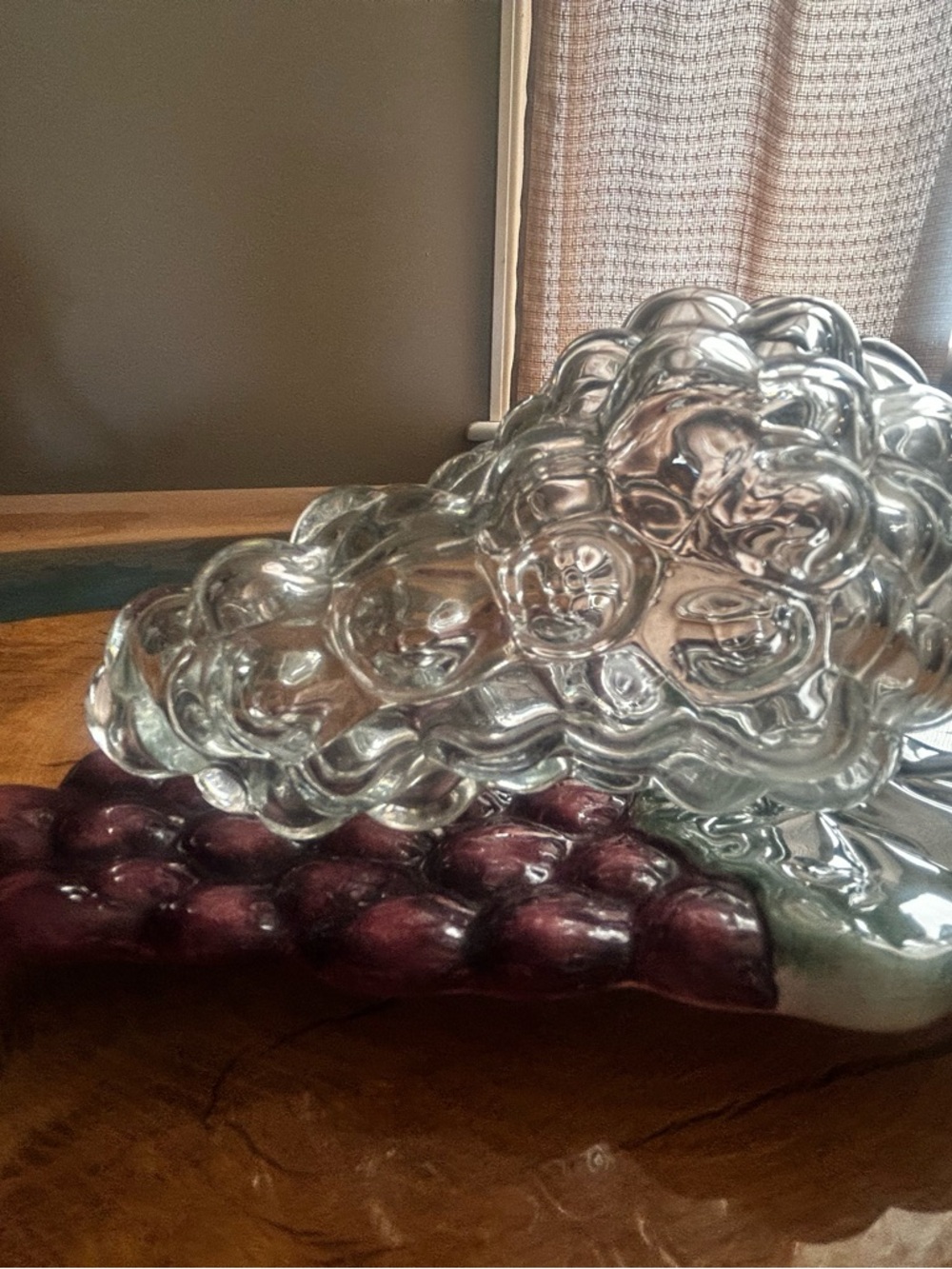 🍷FREE GIFT🍷vintage  Grape textured decanter & dish spoon rest wine - Picture 6 of 14